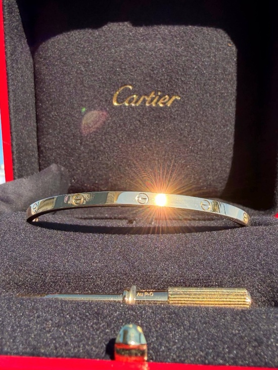 Cartier Jewelry - Cartier 18k yellow gold LOVE BRACELET, SMALL MODEL size 19 full set